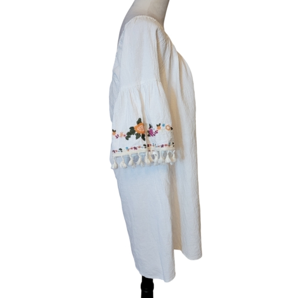 Aiden Embroidered‎ Peasant Mini Dress Size Medium - Picture 2 of 5